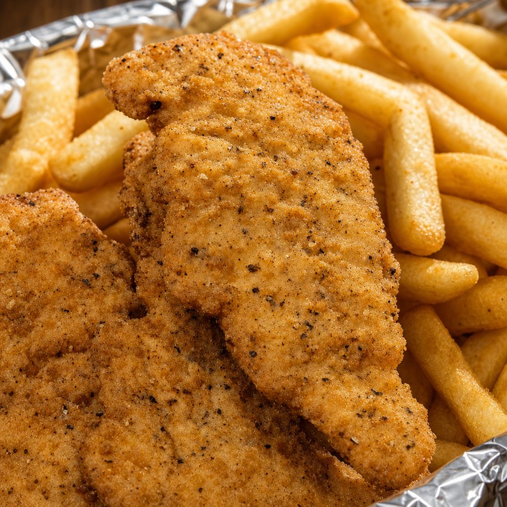 Chicken Strips with Fries.